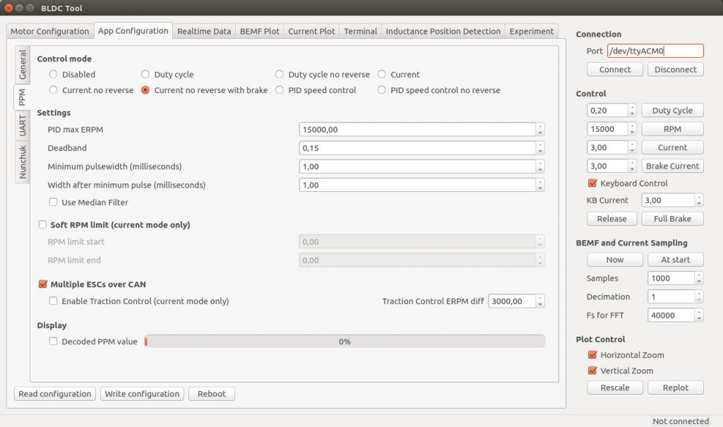 ppm bldc tool settings